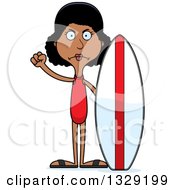 Poster, Art Print Of Cartoon Angry Tall Skinny Black Surfer Woman