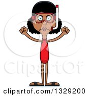 Poster, Art Print Of Cartoon Angry Tall Skinny Black Woman In Snorkel Gear