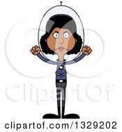 Clipart Of A Cartoon Angry Tall Skinny Black Futuristic Space Woman Royalty Free Vector Illustration by Cory Thoman