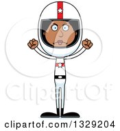 Clipart Of A Cartoon Angry Tall Skinny Black Woman Race Car Driver Royalty Free Vector Illustration by Cory Thoman