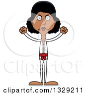 Clipart Of A Cartoon Angry Tall Skinny Black Karate Woman Royalty Free Vector Illustration by Cory Thoman