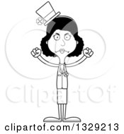 Lineart Clipart Of A Cartoon Black And White Angry Tall Skinny Black Irish St Patricks Day Woman Royalty Free Outline Vector Illustration