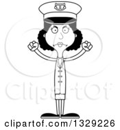 Poster, Art Print Of Cartoon Black And White Angry Tall Skinny Black Woman Boat Captain