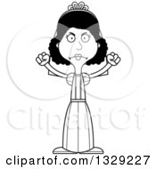 Lineart Clipart Of A Cartoon Black And White Angry Tall Skinny Black Woman Bride Royalty Free Outline Vector Illustration by Cory Thoman