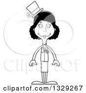 Lineart Clipart Of A Cartoon Black And White Happy Tall Skinny Black Irish St Patricks Day Woman Royalty Free Outline Vector Illustration
