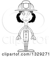 Poster, Art Print Of Cartoon Black And White Happy Tall Skinny Black Woman Firefighter
