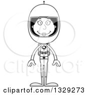 Poster, Art Print Of Cartoon Black And White Happy Tall Skinny Black Woman Astronaut