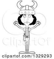 Cartoon Black And White Angry Tall Skinny Black Viking Woman