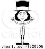 Lineart Clipart Of A Cartoon Black And White Angry Tall Skinny Black Woman Circus Ringmaster Royalty Free Outline Vector Illustration