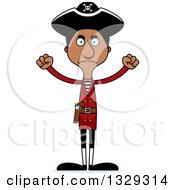 Cartoon Angry Tall Skinny Black Pirate Man