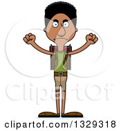 Cartoon Angry Tall Skinny Black Man Hiker