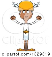 Clipart Of A Cartoon Angry Tall Skinny Black Hermes Man Royalty Free Vector Illustration