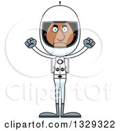 Clipart Of A Cartoon Angry Tall Skinny Black Man Astronaut Royalty Free Vector Illustration