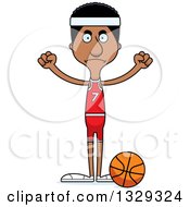Cartoon Angry Tall Skinny Black Man Basketball Player