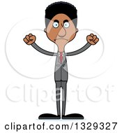Cartoon Angry Tall Skinny Black Business Man