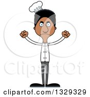 Clipart Of A Cartoon Angry Tall Skinny Black Man Chef Royalty Free Vector Illustration
