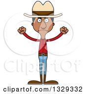 Cartoon Angry Tall Skinny Black Man Cowboy