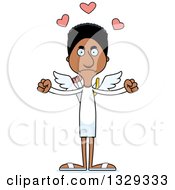 Clipart Of A Cartoon Angry Tall Skinny Black Man Cupid Royalty Free Vector Illustration