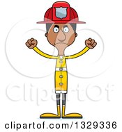 Cartoon Angry Tall Skinny Black Man Firefighter