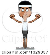 Clipart Of A Cartoon Angry Tall Skinny Black Fit Man Royalty Free Vector Illustration