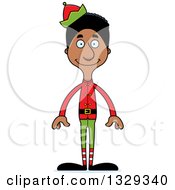 Cartoon Happy Tall Skinny Black Christmas Elf Man