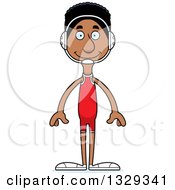 Clipart Of A Cartoon Happy Tall Skinny Black Man Wrestler Royalty Free Vector Illustration
