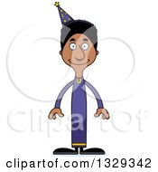 Cartoon Happy Tall Skinny Black Wizard Man