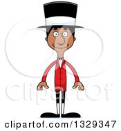 Cartoon Happy Tall Skinny Black Man Circus Ringmaster
