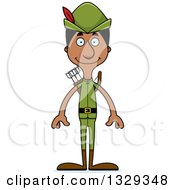 Cartoon Happy Tall Skinny Black Robin Hood Man