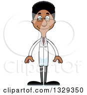 Cartoon Happy Tall Skinny Black Man Scientist
