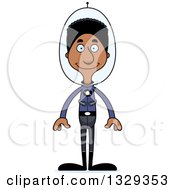 Cartoon Happy Tall Skinny Black Futuristic Space Man