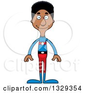 Cartoon Happy Tall Skinny Black Super Hero Man