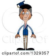 Cartoon Happy Tall Skinny Black Man Professor