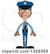 Clipart Of A Cartoon Happy Tall Skinny Black Man Police Officer Royalty Free Vector Illustration