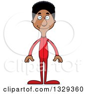 Cartoon Happy Tall Skinny Black Man In Footie Pajamas