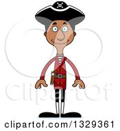 Clipart Of A Cartoon Happy Tall Skinny Black Pirate Man Royalty Free Vector Illustration