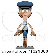 Clipart Of A Cartoon Happy Tall Skinny Black Mail Man Royalty Free Vector Illustration by Cory Thoman