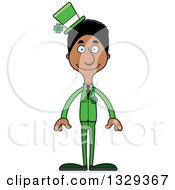 Cartoon Happy Tall Skinny Black Irish St Patricks Day Man