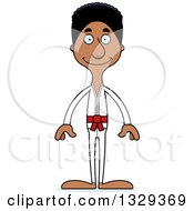 Cartoon Happy Tall Skinny Black Karate Man