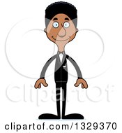 Clipart Of A Cartoon Happy Tall Skinny Black Man Groom Royalty Free Vector Illustration