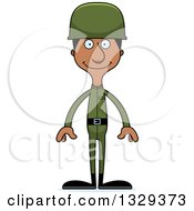 Cartoon Happy Tall Skinny Black Man Soldier