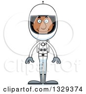 Cartoon Happy Tall Skinny Black Man Astronaut