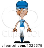 Clipart Of A Cartoon Happy Tall Skinny Black Man Baseball Player Royalty Free Vector Illustration