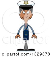 Poster, Art Print Of Cartoon Happy Tall Skinny Black Man Boat Captain