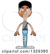 Clipart Of A Cartoon Happy Tall Skinny Black Casual Man Royalty Free Vector Illustration