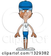 Clipart Of A Cartoon Happy Tall Skinny Black Man Sports Coach Royalty Free Vector Illustration