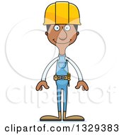 Poster, Art Print Of Cartoon Happy Tall Skinny Black Man Construction Worker