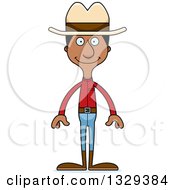 Clipart Of A Cartoon Happy Tall Skinny Black Man Cowboy Royalty Free Vector Illustration by Cory Thoman