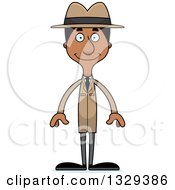 Clipart Of A Cartoon Happy Tall Skinny Black Man Detective Royalty Free Vector Illustration