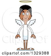 Clipart Of A Cartoon Happy Tall Skinny Black Man Angel Royalty Free Vector Illustration by Cory Thoman